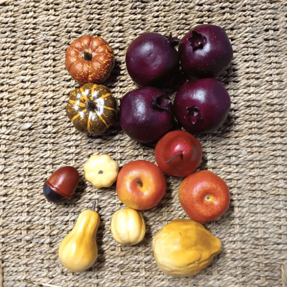 Faux Fruit and Veggies Pomegranate Apples Squash Pumpkins Acorn Pear